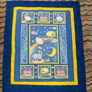 Blue and Yellow Sheep Quilt
